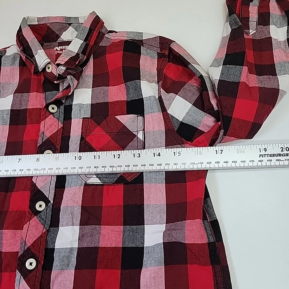 Arizona Jean  Long Sleeve Plaid Shirt Size Boys M (10/12) Casual Plaid Button Up